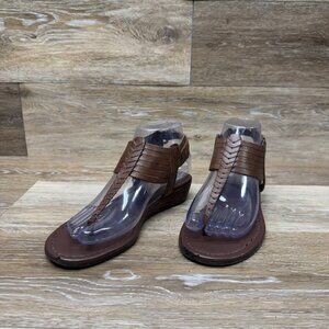 Franco Sarto Charades Brown Leather Thong Sandals Women's Size 5